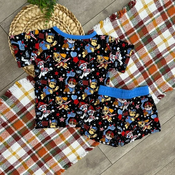 New Scottie Belle Bamboo Paw Patrol Patriotic Shorts & T-Shirt Lounge Set 12-18m - Picture 9 of 16
